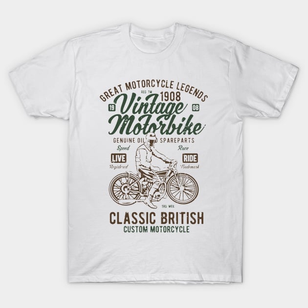 Vintage Motorbike T-Shirt by JakeRhodes